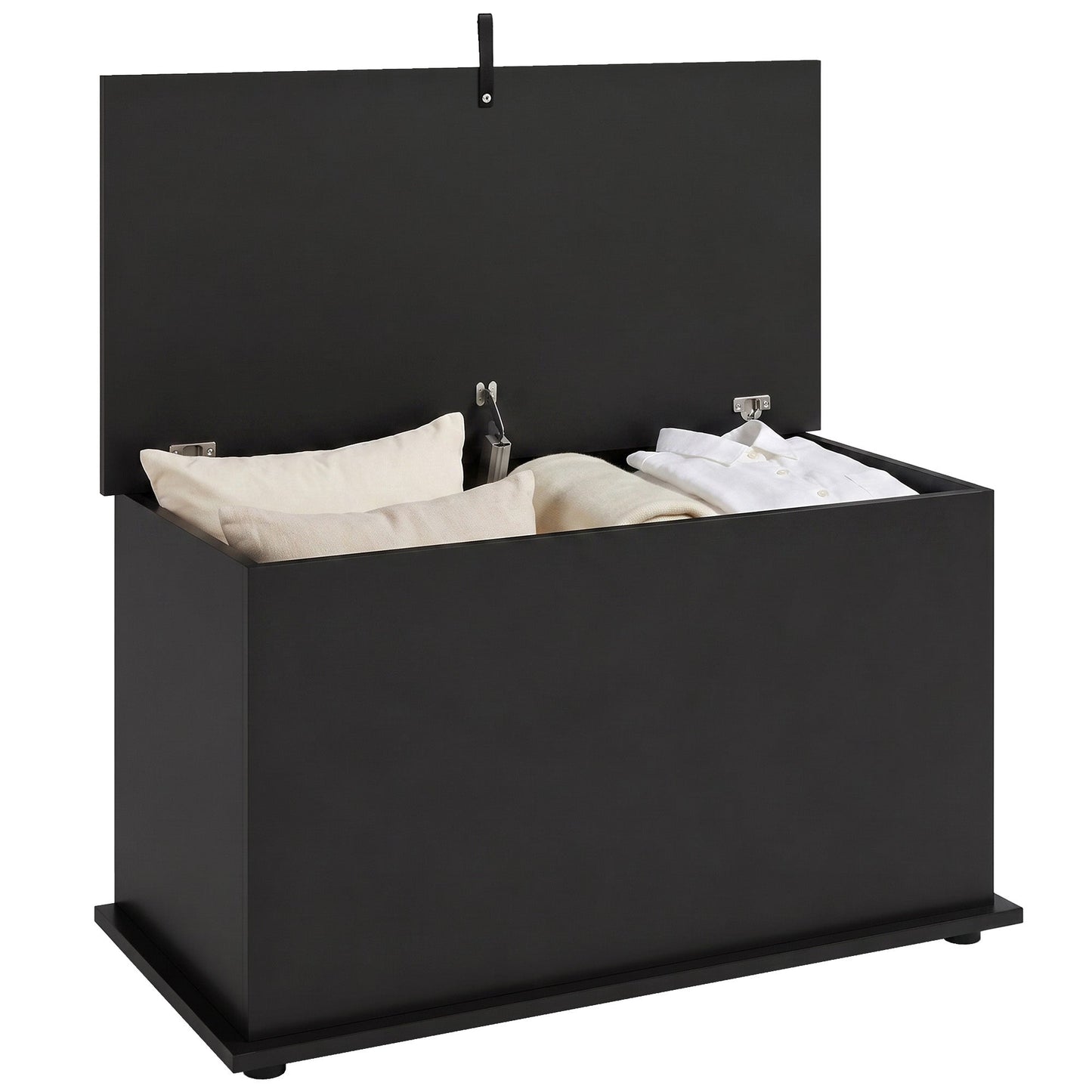 Storage Chest, Large 102L Blanket Box, Shoe Bench with Safety Hinged Lid, Storage Trunk, Bed End Bench for Bedroom, Hallway, Living room, Playroom, 80 x 40 x 45cm, Black