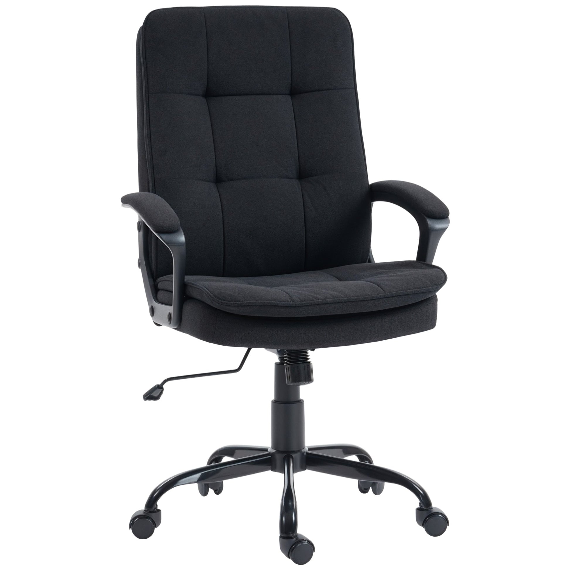Executive Office Chair, Fabric Computer Desk Chair with Dual-Layer Padding, Adjustable Height, Armrests, Tilt Function, Swivel Wheels for Home Office, Study, Black