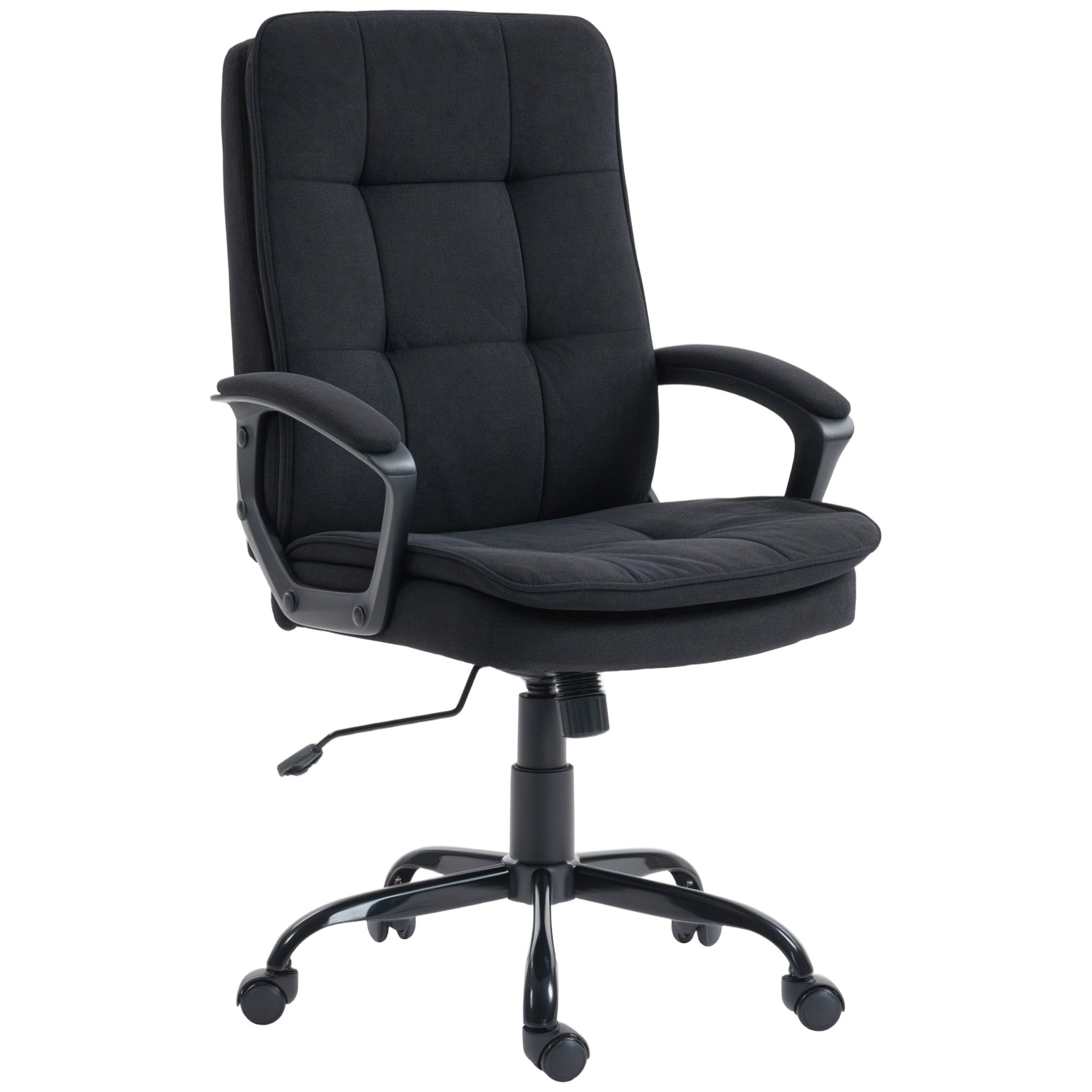 Executive Office Chair, Fabric Computer Desk Chair with Dual-Layer Padding, Adjustable Height, Armrests, Tilt Function, Swivel Wheels for Home Office, Study, Black