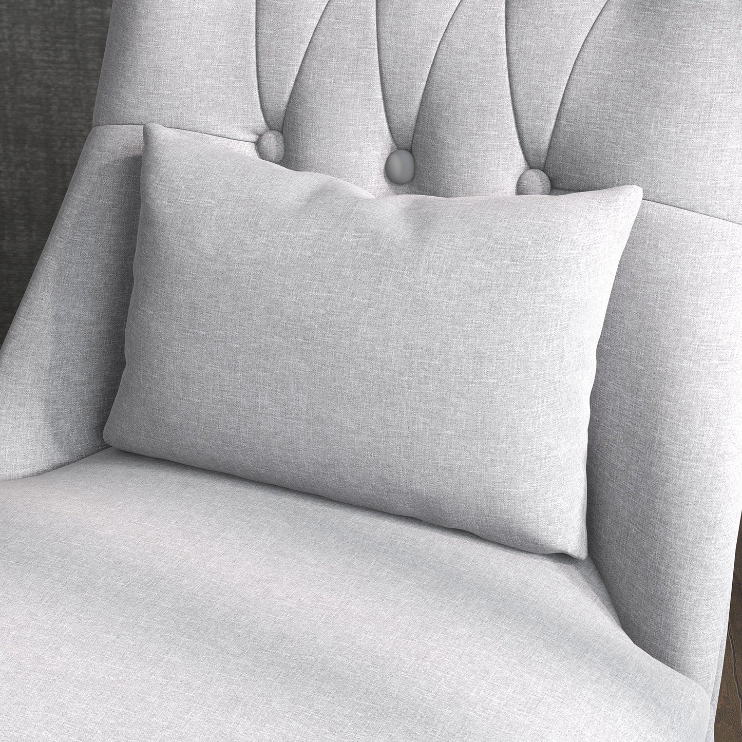 Fabric Single Sofa, Dining Chair with Pillow & Solid Wood Leg for Living Room, Grey - HOMCOM