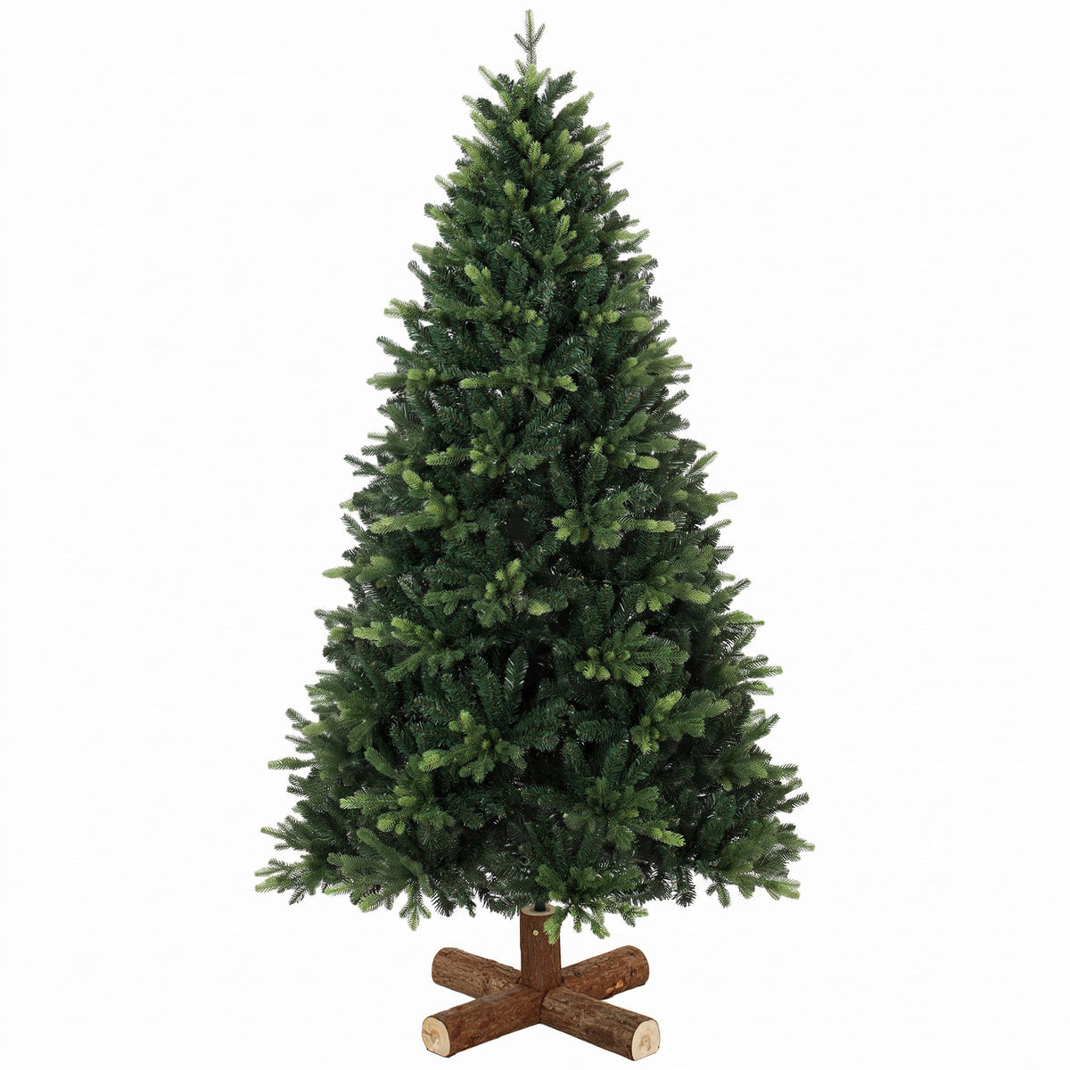 6ft Artificial Christmas Tree, Hinged Xmas Tree with 2419 PE & PVC Branch Tips, Solid Fir Wood Stand, Auto Open for Home Office Holiday Decoration, Green