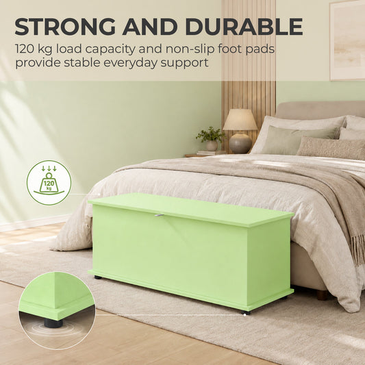 Storage Chest, Large 114L Blanket Box, Shoe Bench with Safety Hinged Lid, Storage Trunk, Bed End Bench for Bedroom, Hallway, Living room, Playroom, 100 x 40 x 40cm, Green