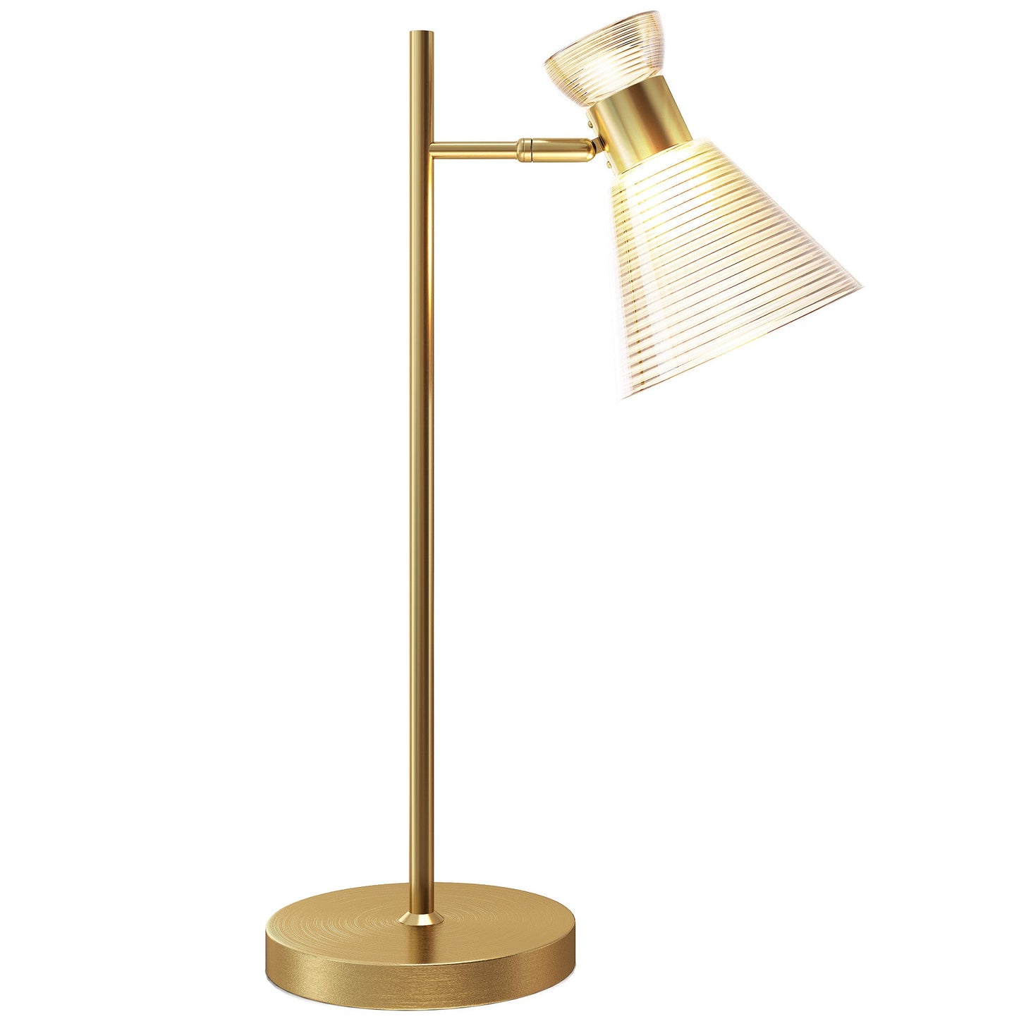 Modern Table Lamp, Bedside Lamp with Adjustable Flower-Shaped Head and E27 Socket for Living Room Bedroom Study, Bulb Not Included, Gold Tone