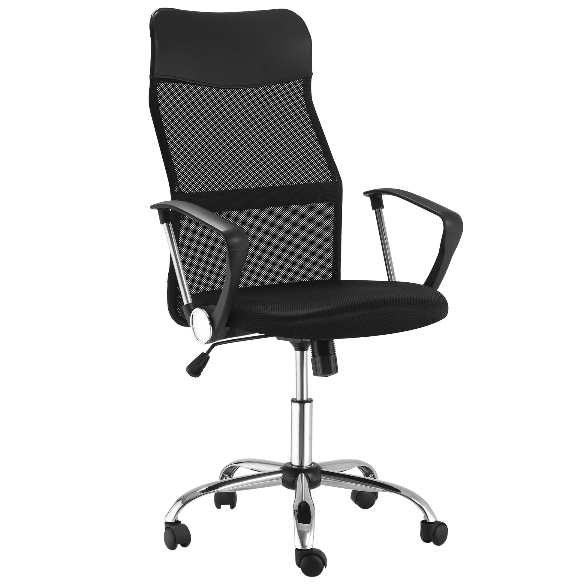HOMCOM Mesh Office Chair, High Back Computer Desk Chair, Swivel Chair with Height Adjustable, Study Chair for Home Office, Black