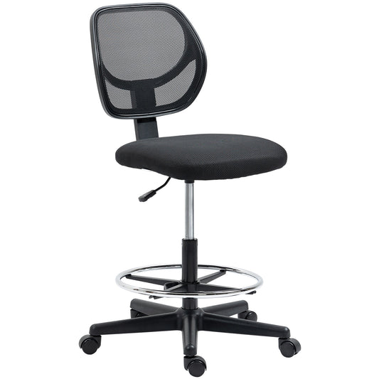 Vinsetto Drafting Chair, Standing Desk Chair, Painting Chair with Adjustable Height, Footrest Ring, Black