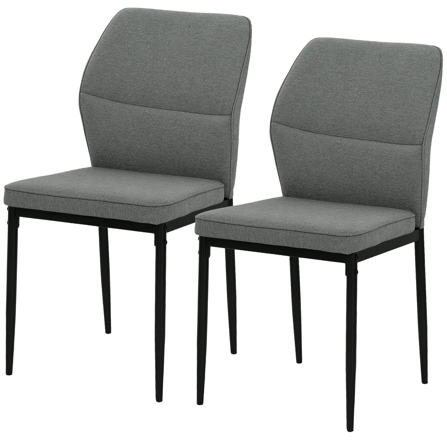 Velvet Dining Chairs Set of 2, Modern Armless Upholstered Kitchen Chairs with Metal Legs, Curved Back and Padded Seat, for Dining Room, Bedroom, Living Room, Grey