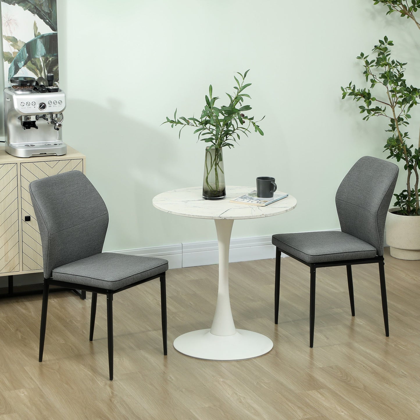Velvet Dining Chairs Set of 2, Modern Armless Upholstered Kitchen Chairs with Metal Legs, Curved Back and Padded Seat, for Dining Room, Bedroom, Living Room, Grey