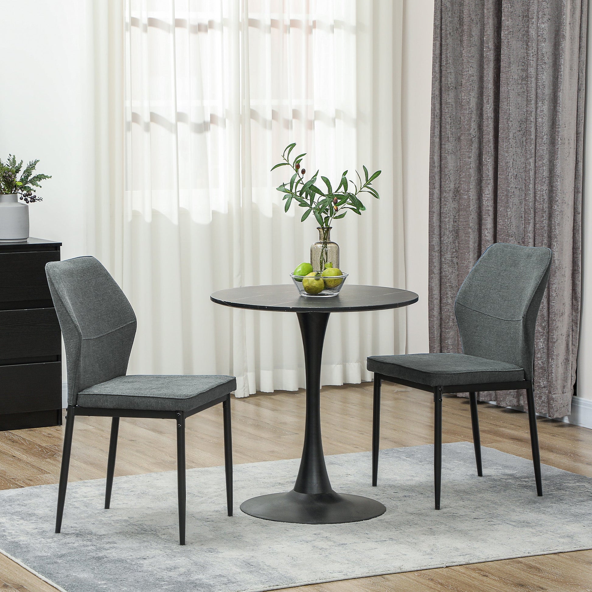 Velvet Dining Chairs Set of 2, Modern Armless Upholstered Kitchen Chairs with Metal Legs, Curved Back and Padded Seat, for Dining Room, Bedroom, Living Room, Grey