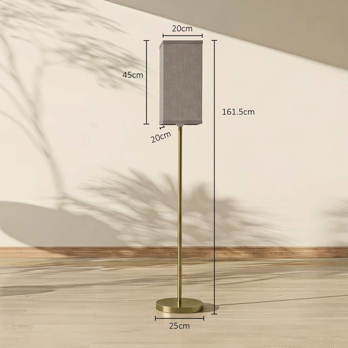 Floor Lamp, Modern Standing Lamp with Linen Shade and Foot Switch, Tall Lamps for Living Room and Bedroom, Bulb not Included, Gold Tone
