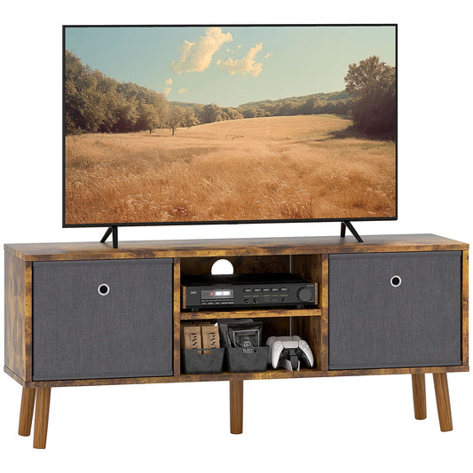 HOMCOM TV Cabinet Stand Unit for TVs up to 50" Flat Screen with Foldable Drawers and Shelves, Entertainment Centre for Living Room, Bedroom Rustic Brown