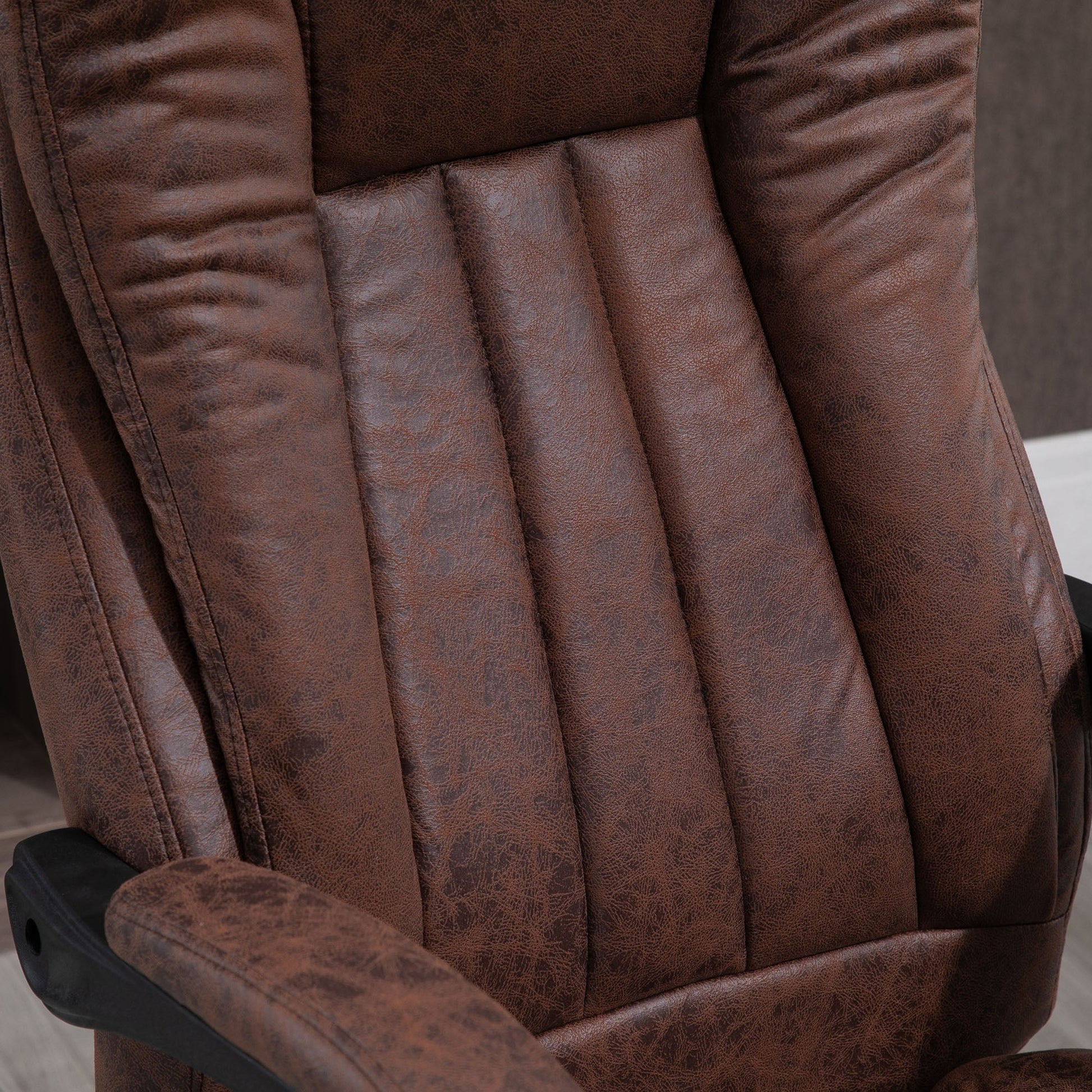 Vinsetto Office Chair, Microfibre Reclining Computer Desk Chair with Footrest and Adjustable Height, Swivel Wheels for Home Office, Brown