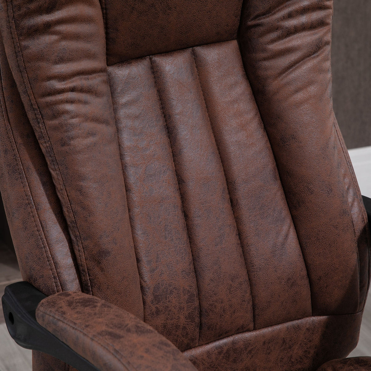 Vinsetto Office Chair, Microfibre Reclining Computer Desk Chair with Footrest and Adjustable Height, Swivel Wheels for Home Office, Brown