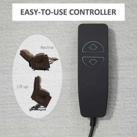 HOMCOM Power Lift Chair Recliner for Elderly, Velvet-touch Fabric Electric Riser and Recliner Chair for Living Room with Remote Control, Side Pockets, Cup Holders, Dark Brown