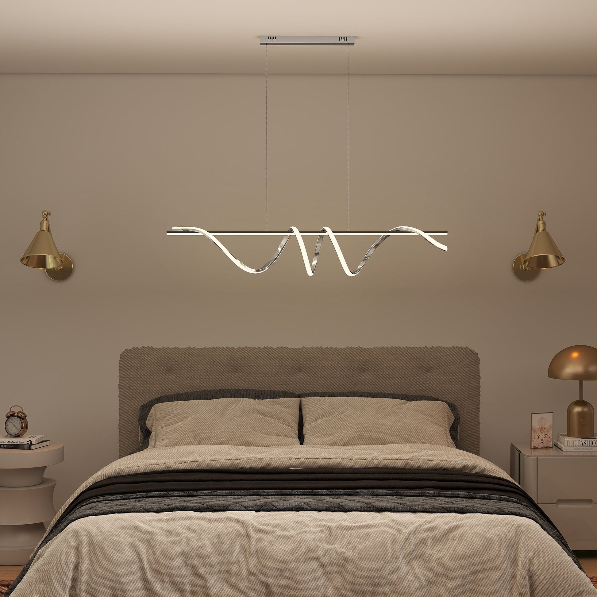 LED Pendant Light, Modern Ceiling Light with 3000K/4000K/6000K Temperatures, Adjustable Height Hanging Fixture with Wall Switch for Kitchen Island, Dining Room, Silver Tone