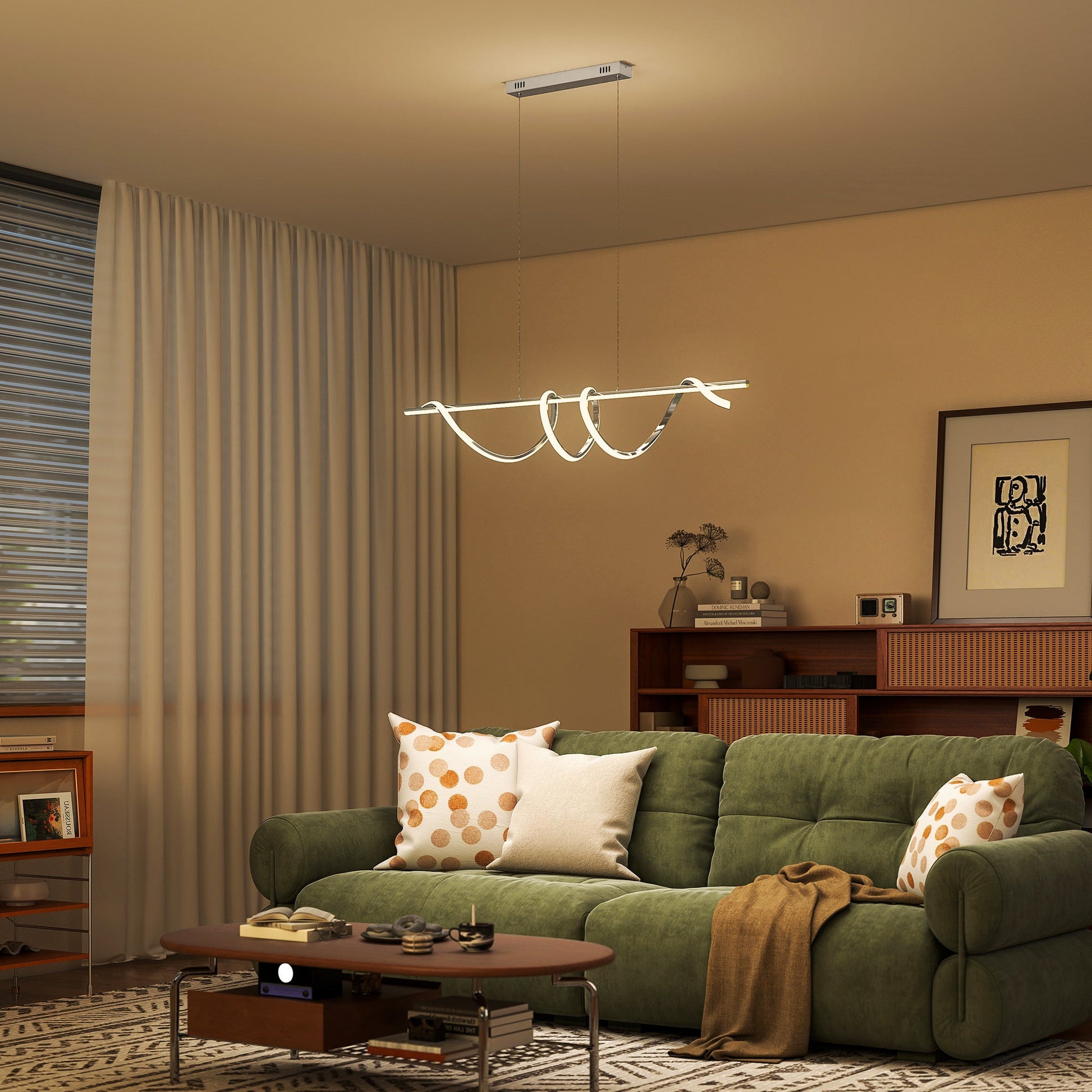 LED Pendant Light, Modern Ceiling Light with 3000K/4000K/6000K Temperatures, Adjustable Height Hanging Fixture with Wall Switch for Kitchen Island, Dining Room, Silver Tone