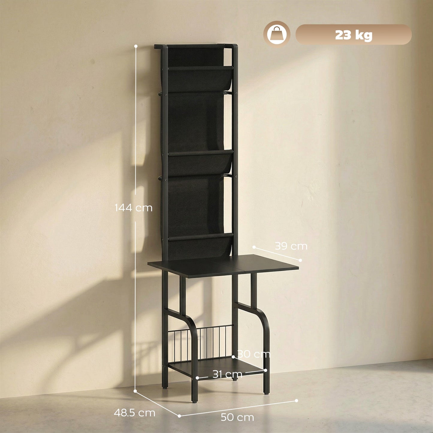 Vinyl Record Storage with Player Stand, Turntable Stand and Display Shelf, CD Storage Unit for Up to 40 CDs, Record Player Table for Living Room or Bedroom, Black