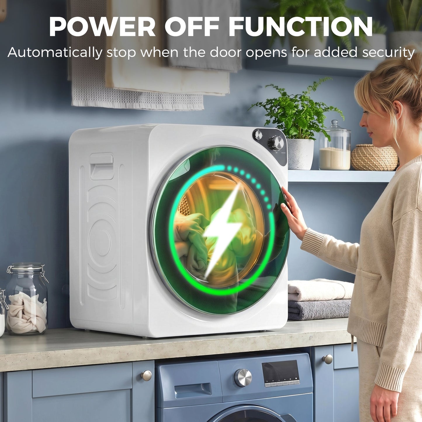 5kg Vented Tumble Dryer, 1000W Compact Tumble Dryer with 5 Drying Modes, Stainless Steel Tub, Freestanding Stackable Clothes Drying Machine, White