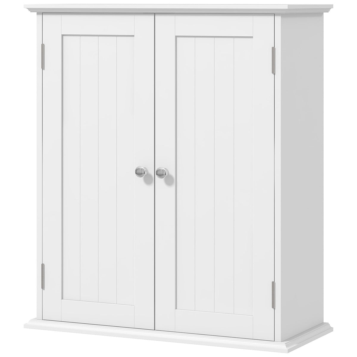 Bathroom Wall Cabinet, 3-Tier Wall-Mounted Bathroom Storage Cabinet with Adjustable Shelf, 2 Doors, Space Saver Medicine Cupboard, 53 x 22 x 61 cm, White