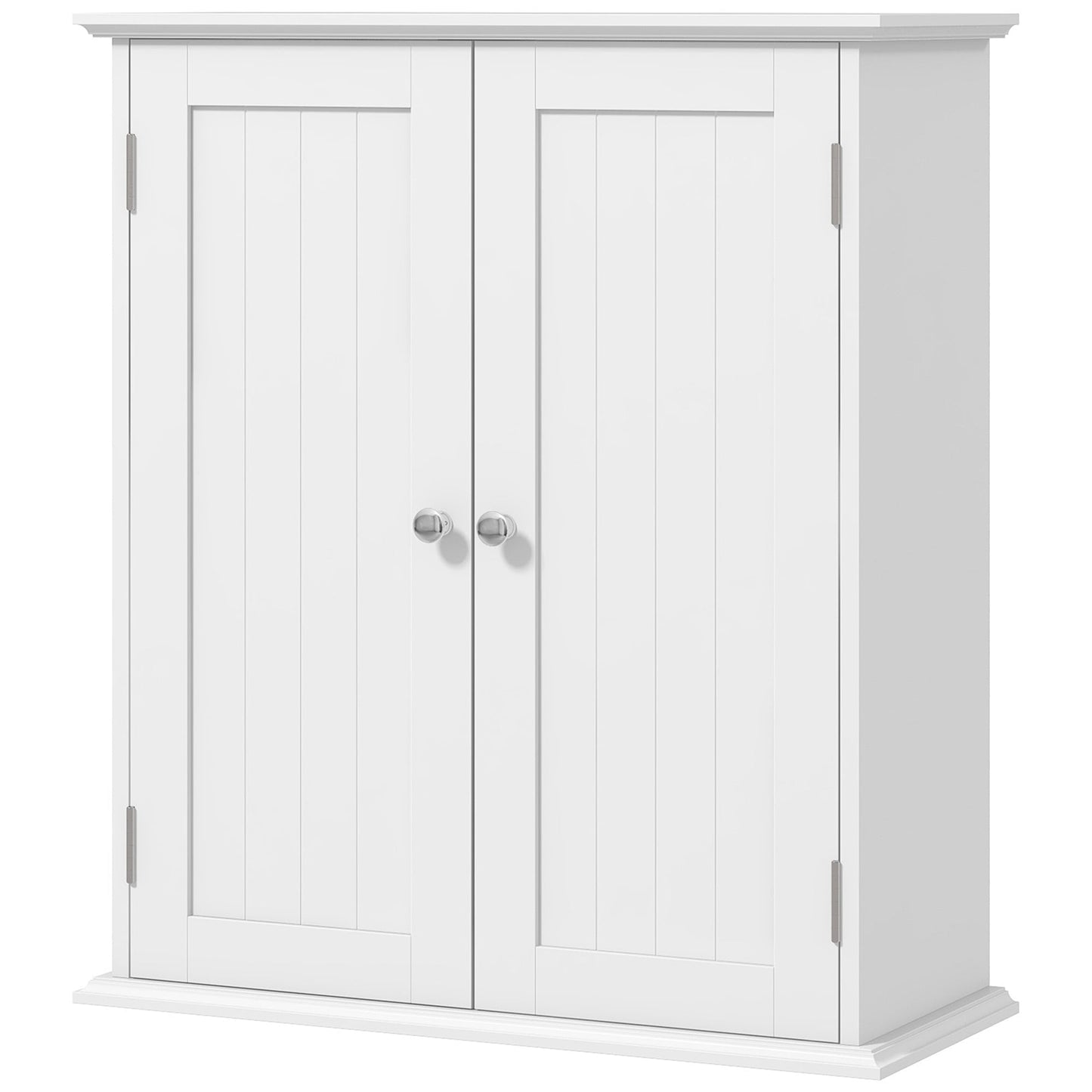 Bathroom Wall Cabinet, 3-Tier Wall-Mounted Bathroom Storage Cabinet with Adjustable Shelf, 2 Doors, Space Saver Medicine Cupboard, 53 x 22 x 61 cm, White