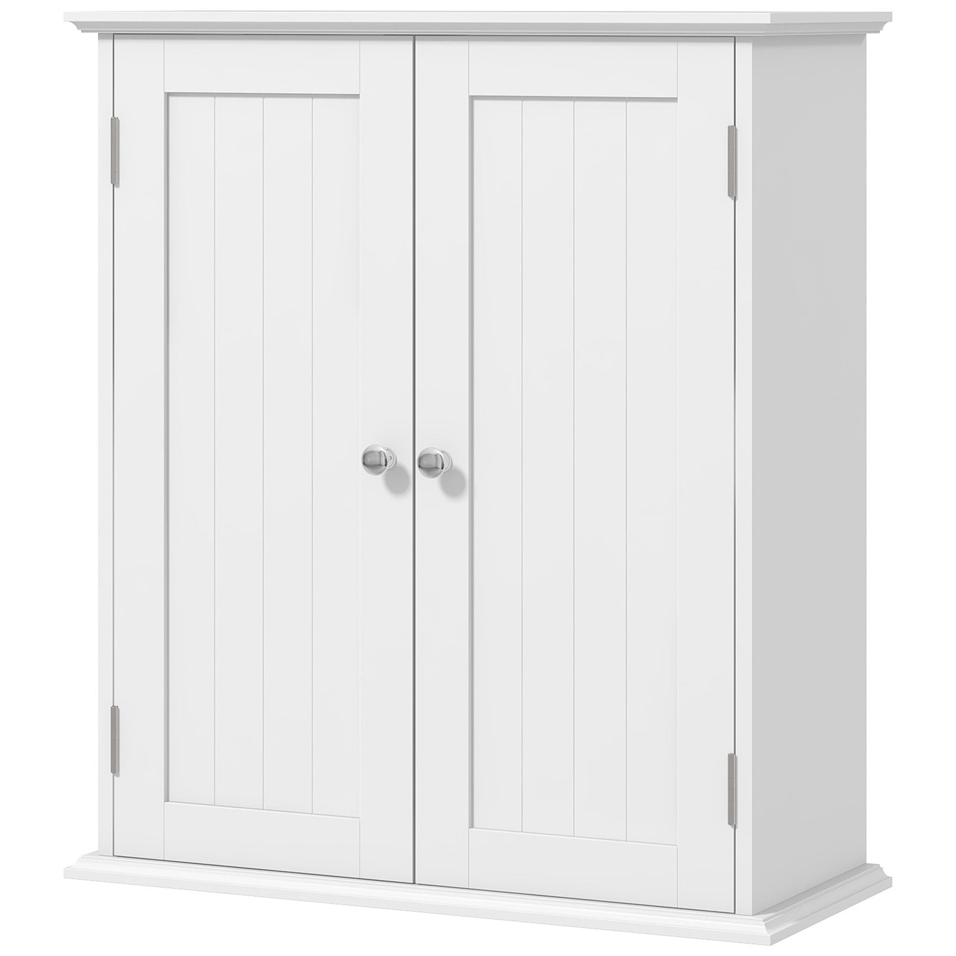 Bathroom Wall Cabinet, 3-Tier Wall-Mounted Bathroom Storage Cabinet with Adjustable Shelf, 2 Doors, Space Saver Medicine Cupboard, 53 x 22 x 61 cm, White