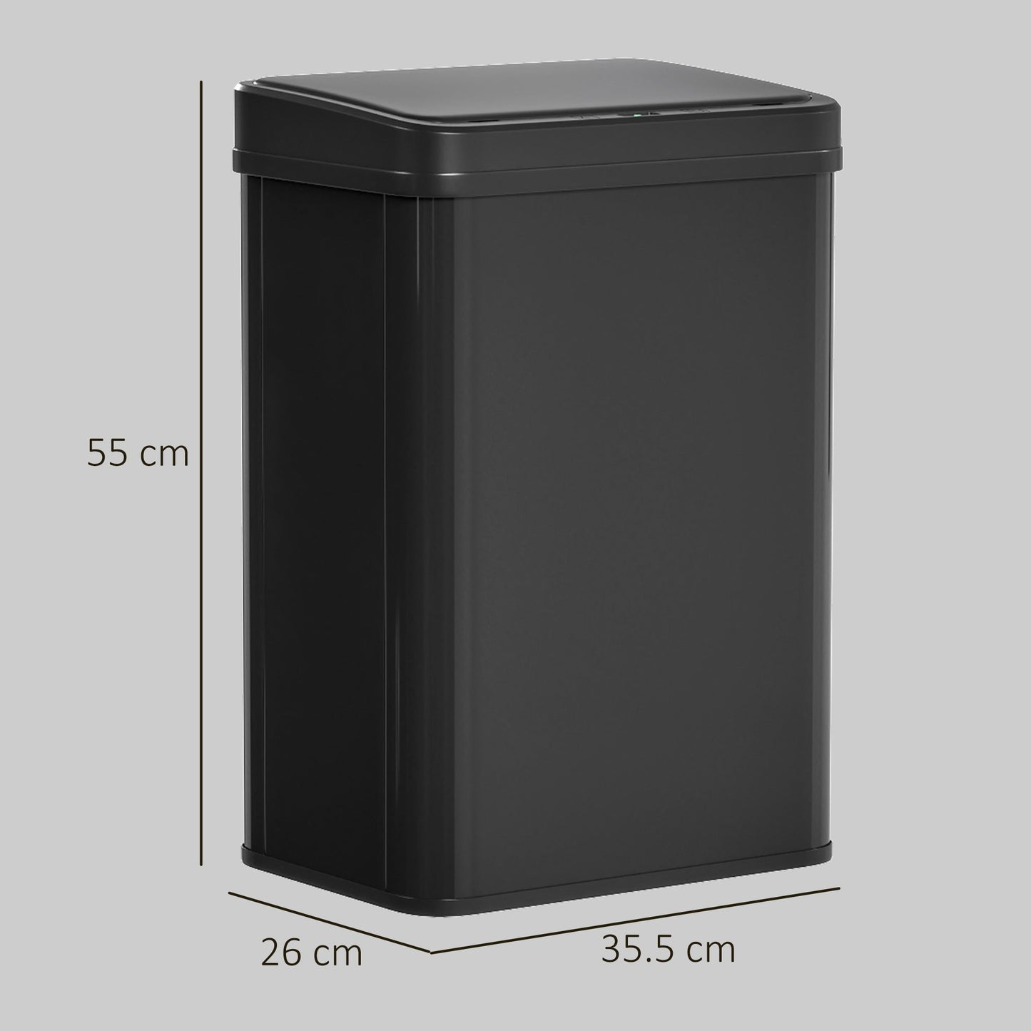 40L Sensor Bin with Quiet Soft-Close Lid, Automatic Touchless Motion Sensor Kitchen Bin with Fingerprint Resistant Stainless Steel for Hygienic Gyms, Home Office Use, Black