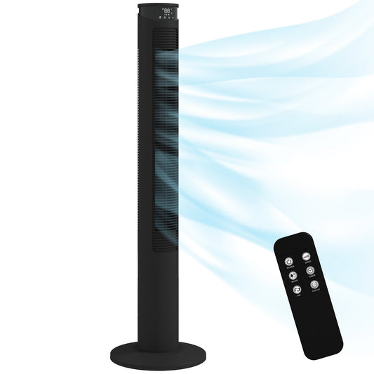 116 cm Tower Fan for Cooling, Standing Floor Fan with WiFi Control, 65° Oscillating, 12 Hour Timer, LED Display and Remote Control for Bedroom, Office, Black