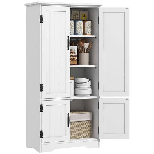 Accent Floor Storage Cabinet, Kitchen Cupboard Sideboard with Adjustable Shelves and 2 Lower Doors, White