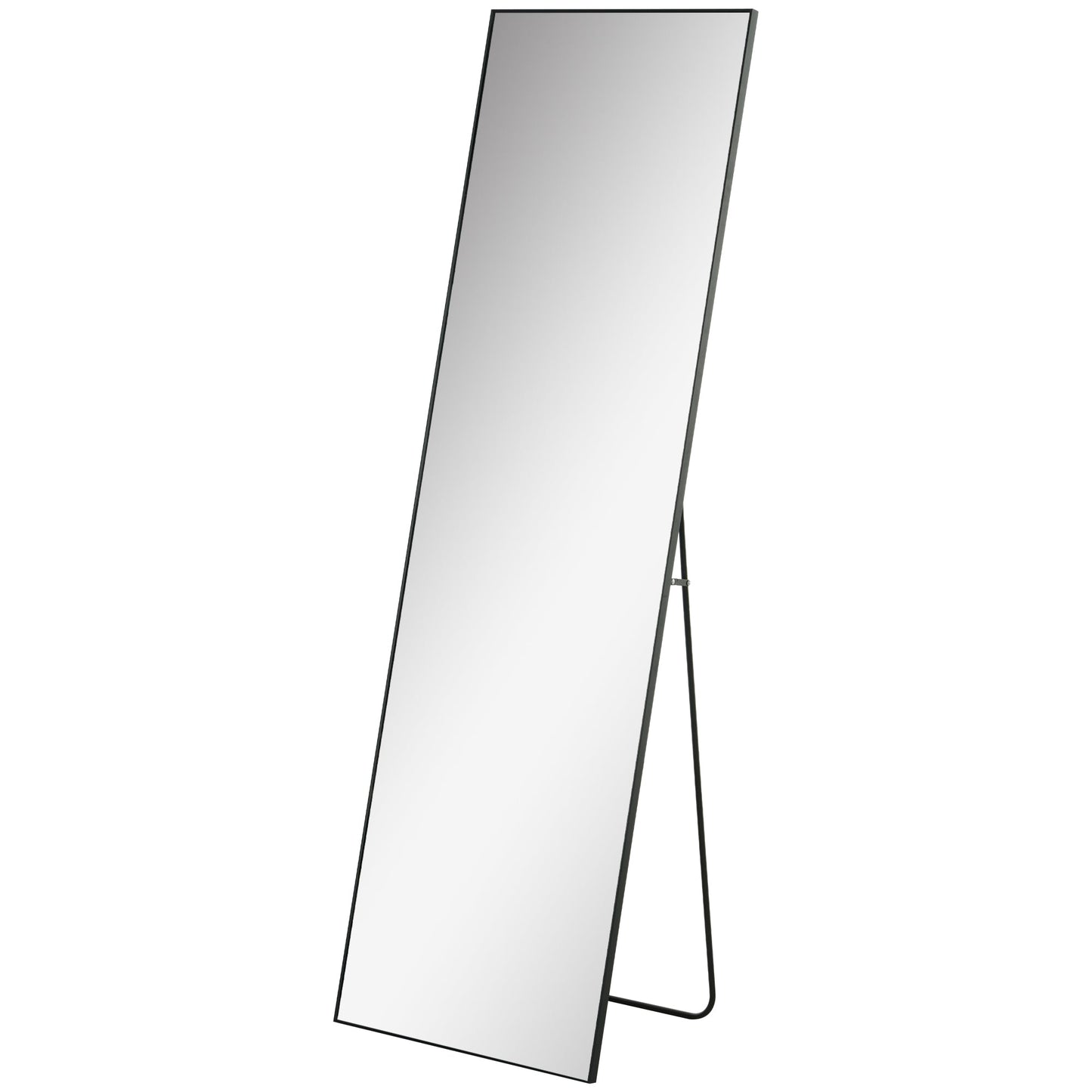 50 x 161.5cm Full Length Mirror, Aluminium Alloy Framed Rectangular Full Body Mirror with Tempered Glass, Floor Standing or Wall Hanging for Bedroom, Living Room, Cloakroom, Black