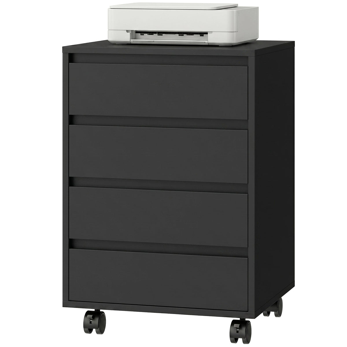 Mobile Filing Cabinet with 4 Drawers, Under Desk Storage Cabinet for Home Office, Black