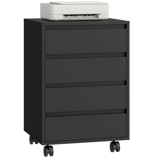 Mobile Filing Cabinet with 4 Drawers, Under Desk Storage Cabinet for Home Office, Black