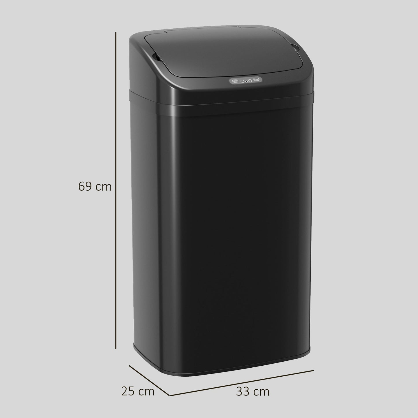 48L Sensor Bin, Galvanised Steel Kitchen Bin with Automatic Soft Close Lid and Fingerprint-Proof for Recycling and Waste, Black