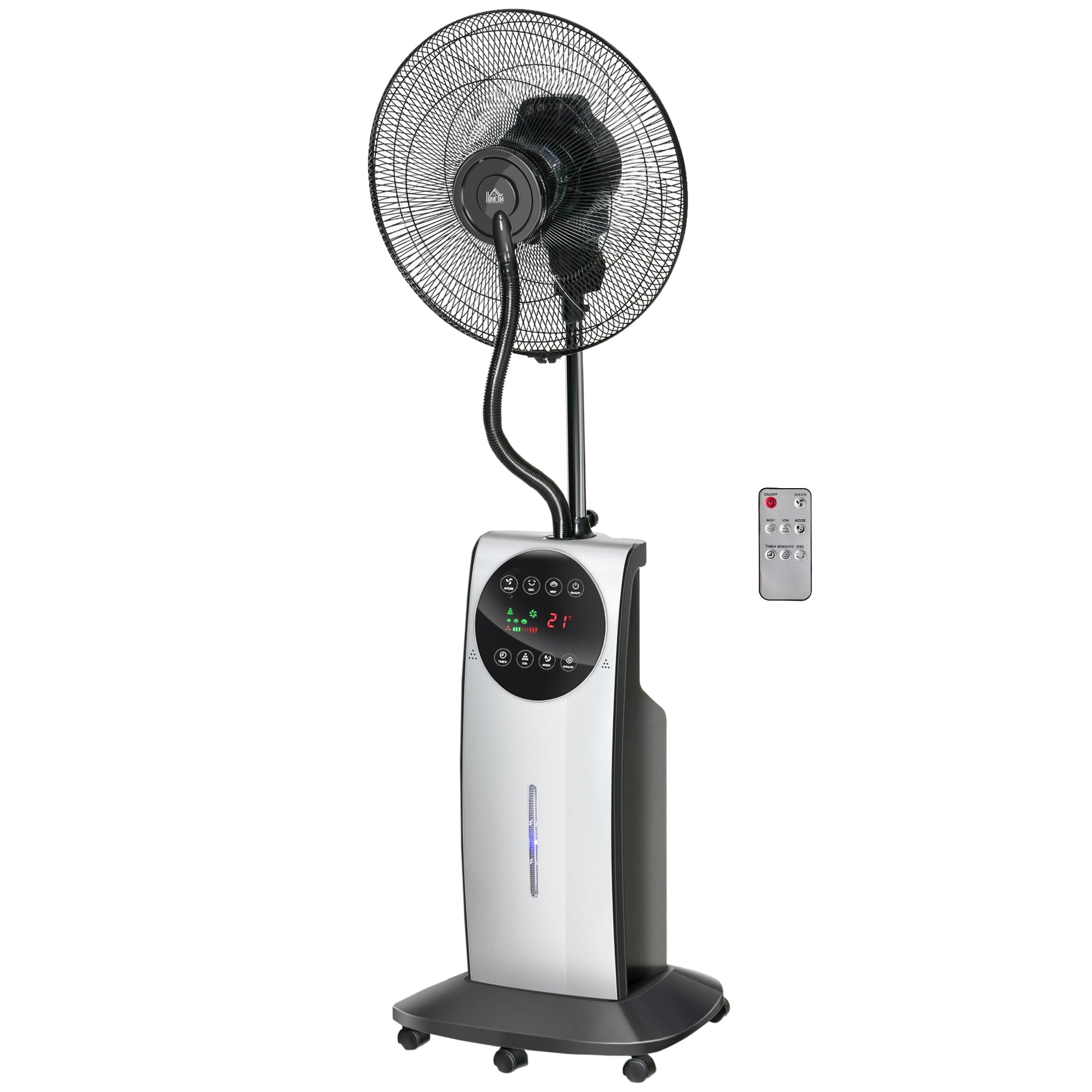 Pedestal Fan with Water Mist Spray, Spray Misting Fan with 70° Oscillation, Tilt Head, 3 Speeds, 3 Modes, Adjustable Mist, 3.1L Water Tank, Timer for Home, 135 cm