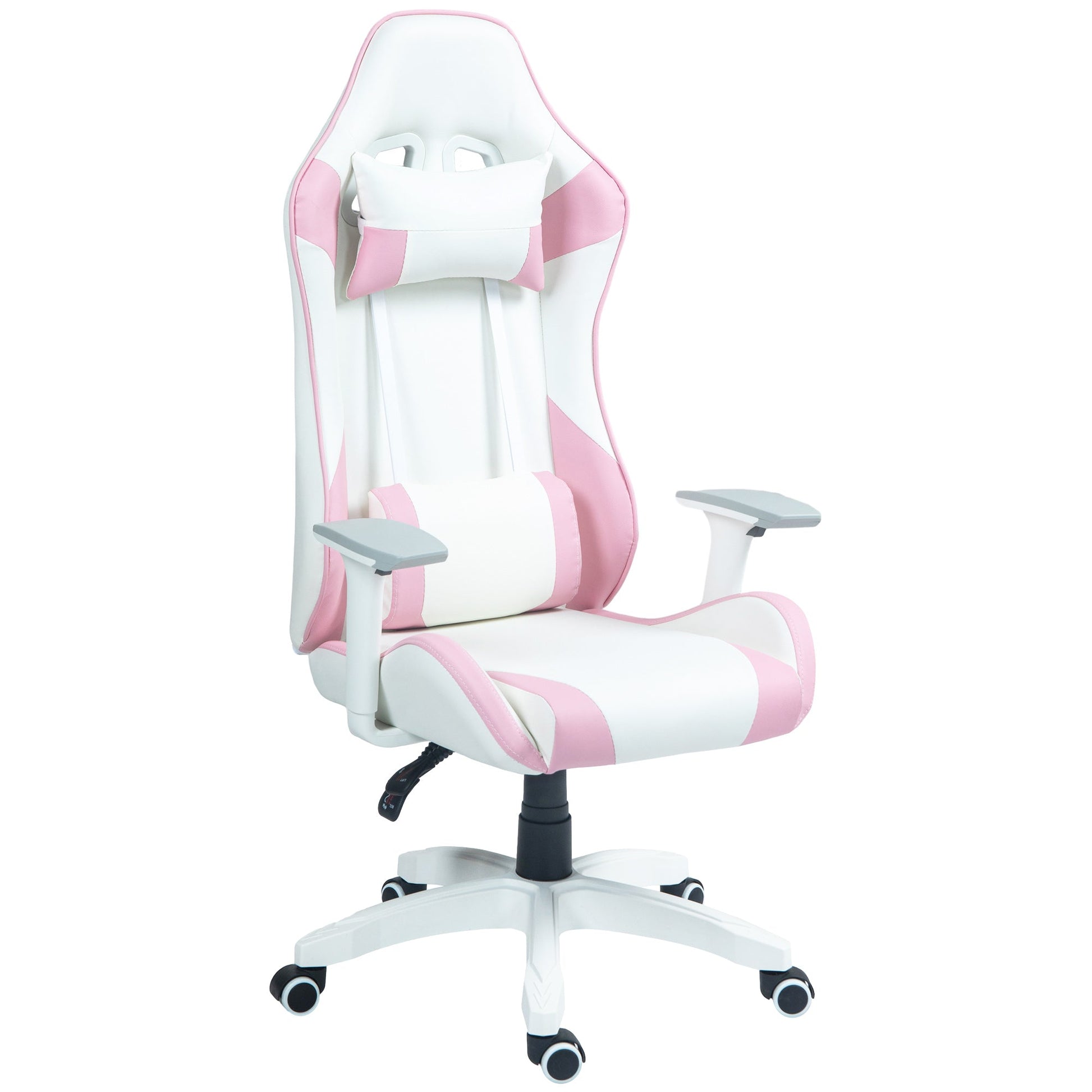HOMCOM Gaming Chair, Racing Gamer Chair, Reclining Faux Leather Computer Chair with Headrest, Lumber Support, 3D Armrests, Adjustable Height, Swivel Wheels for Home Office, Light Blue