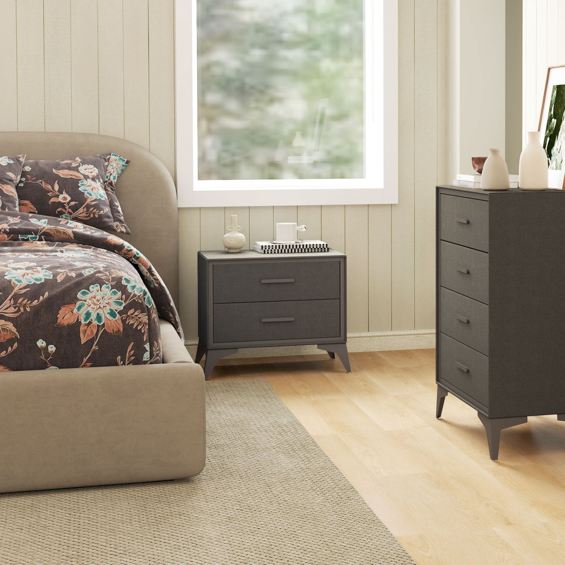 HOMCOM Chest of Drawers, 2 Drawer Fabric Dresser with Steel Frame for Bedroom, Living Room, Easy to Assemble, Brown