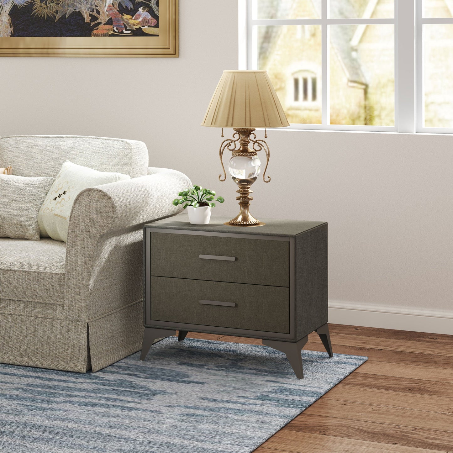 HOMCOM Chest of Drawers, 2 Drawer Fabric Dresser with Steel Frame for Bedroom, Living Room, Easy to Assemble, Brown