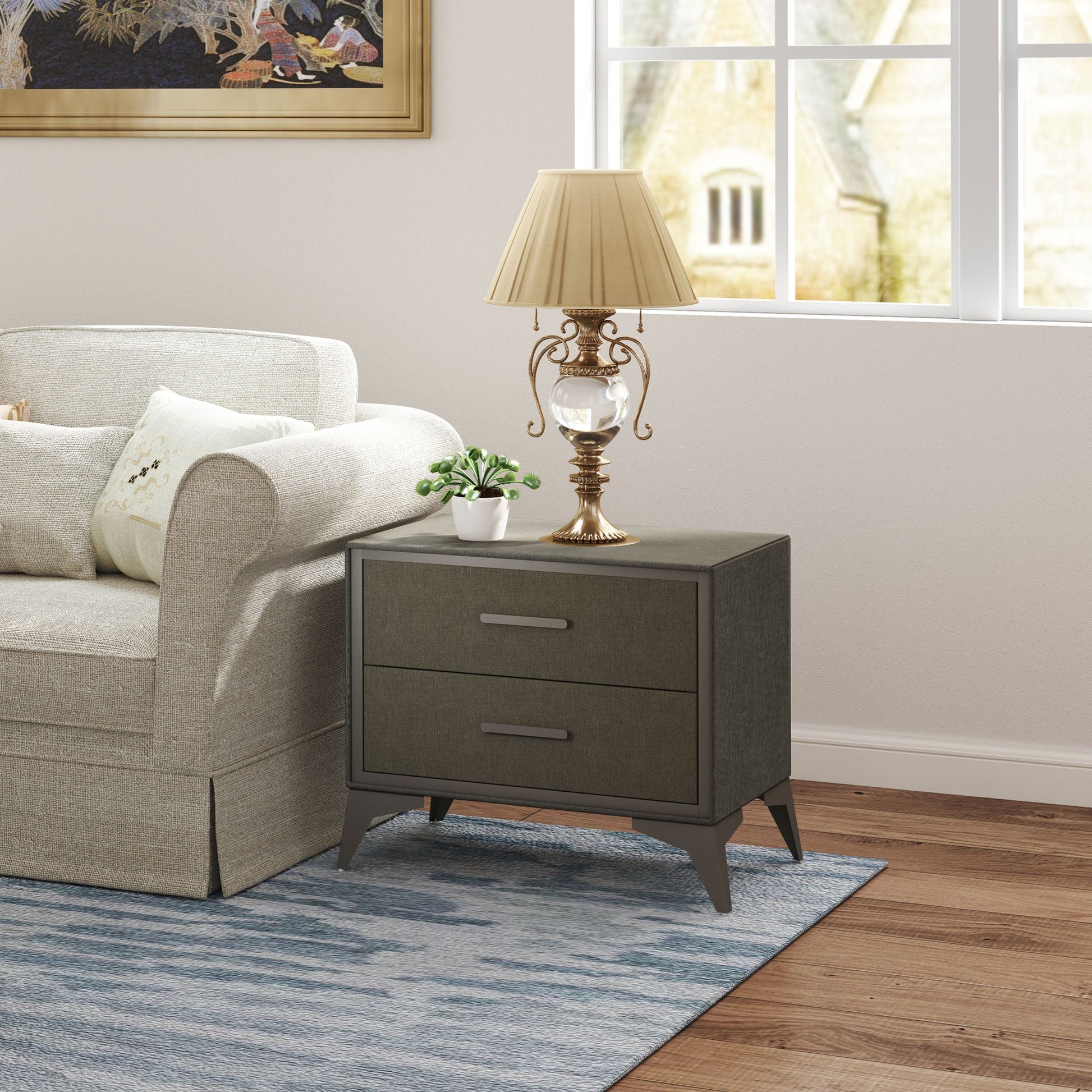 HOMCOM Chest of Drawers, 2 Drawer Fabric Dresser with Steel Frame for Bedroom, Living Room, Easy to Assemble, Brown