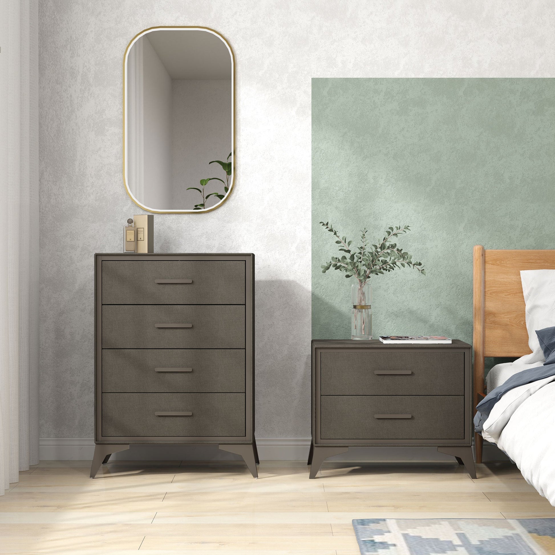 HOMCOM Chest of Drawers, 2 Drawer Fabric Dresser with Steel Frame for Bedroom, Living Room, Easy to Assemble, Brown