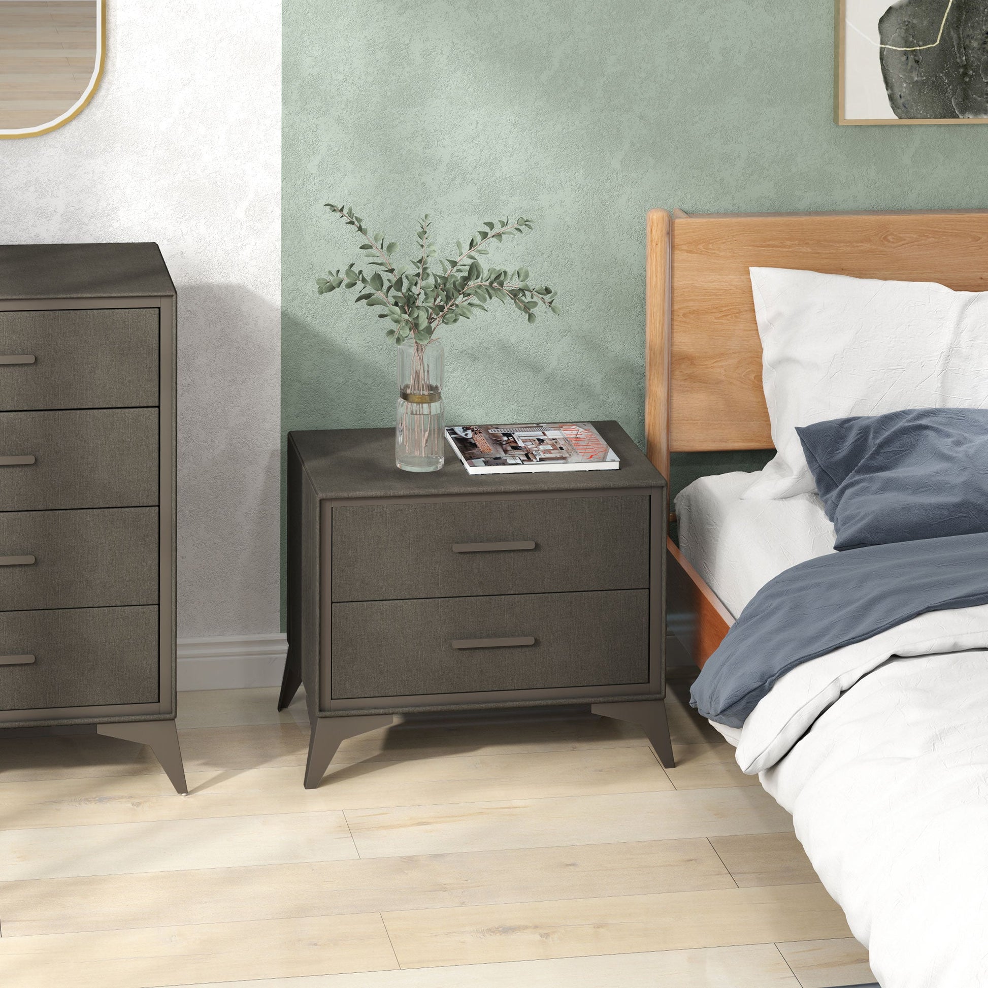 HOMCOM Chest of Drawers, 2 Drawer Fabric Dresser with Steel Frame for Bedroom, Living Room, Easy to Assemble, Brown