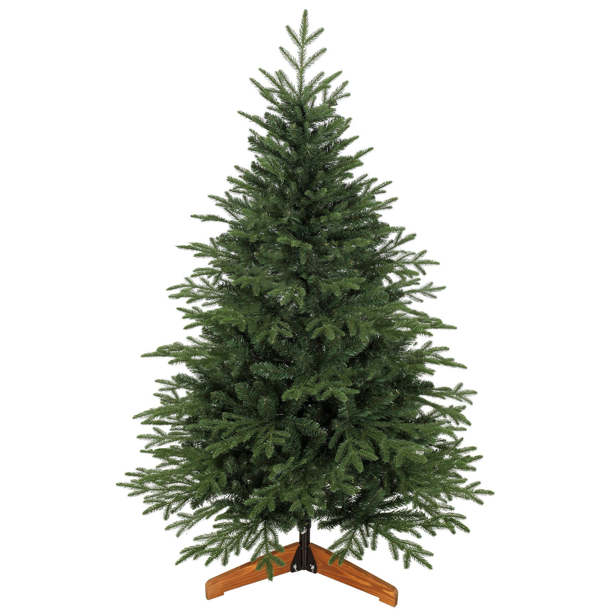 5ft Artificial Christmas Tree, Full Hinged Xmas Tree with 1524 PE & PVC Tips, Solid Pine Wood Stand for Home Office Holiday Decoration, Green