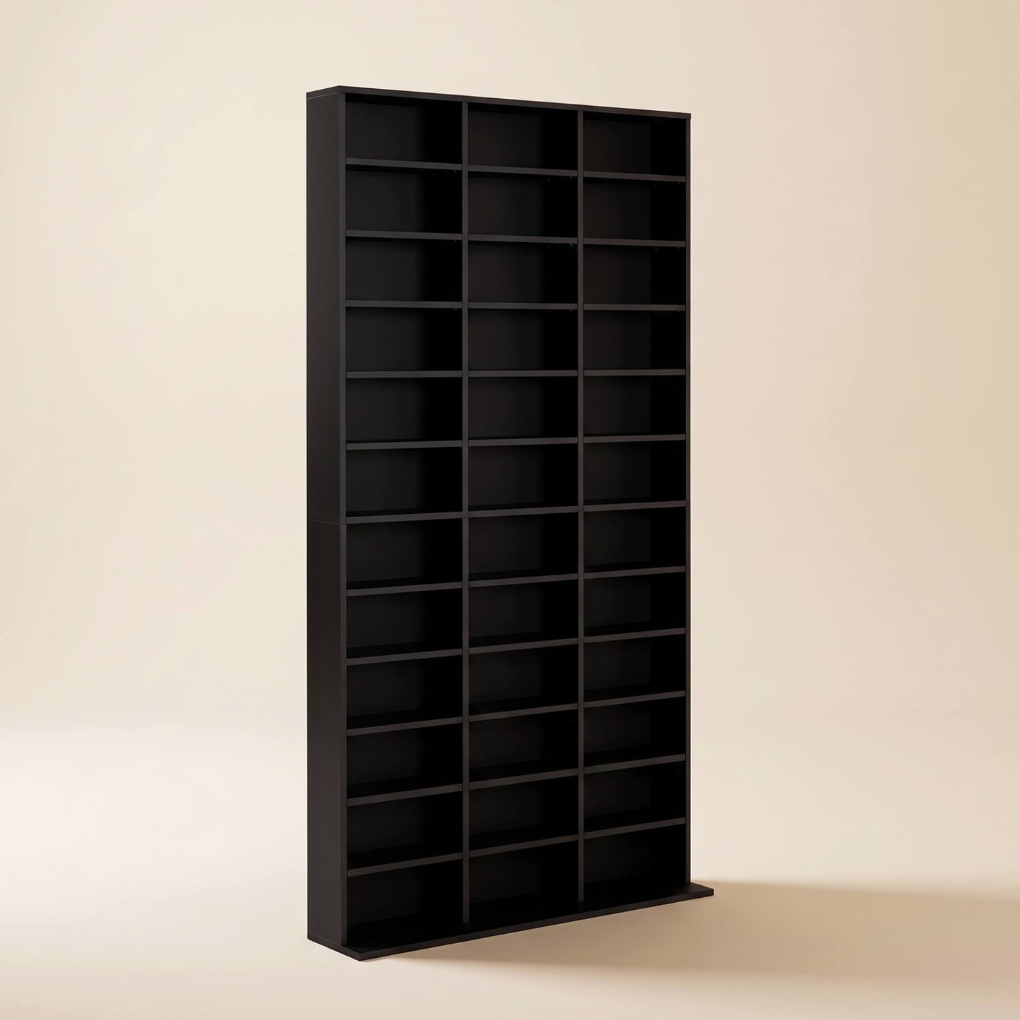 1116 CD/ 528 DVD Storage Unit, Media Storage Shelf, Wooden Display Unit with Adjustable Shelves, 102 x 195 cm, Black