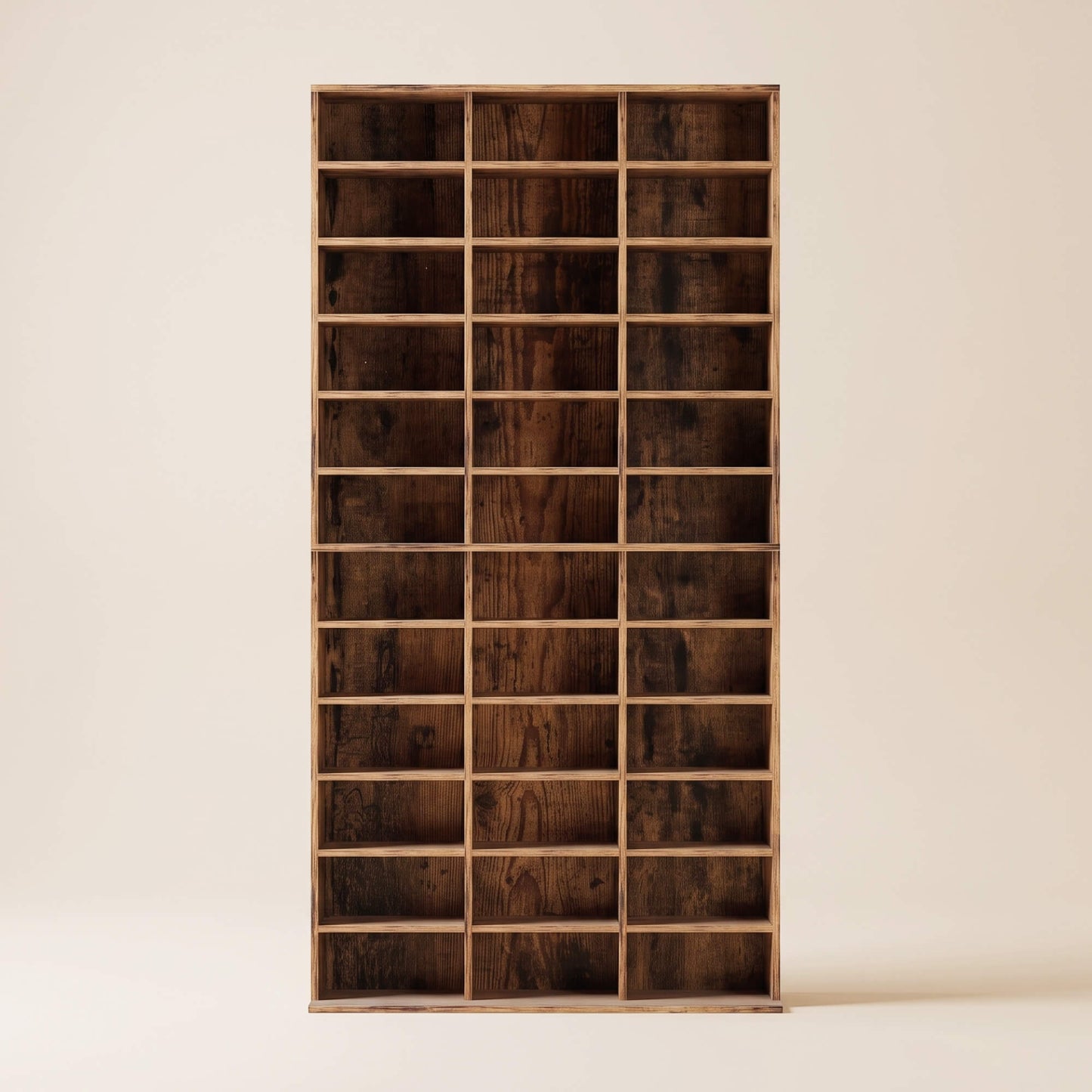 1116 CD/ 528 DVD Storage Unit, Media Storage Shelf, Wooden Display Unit with Adjustable Shelves, 102 x 195 cm, Rustic Brown