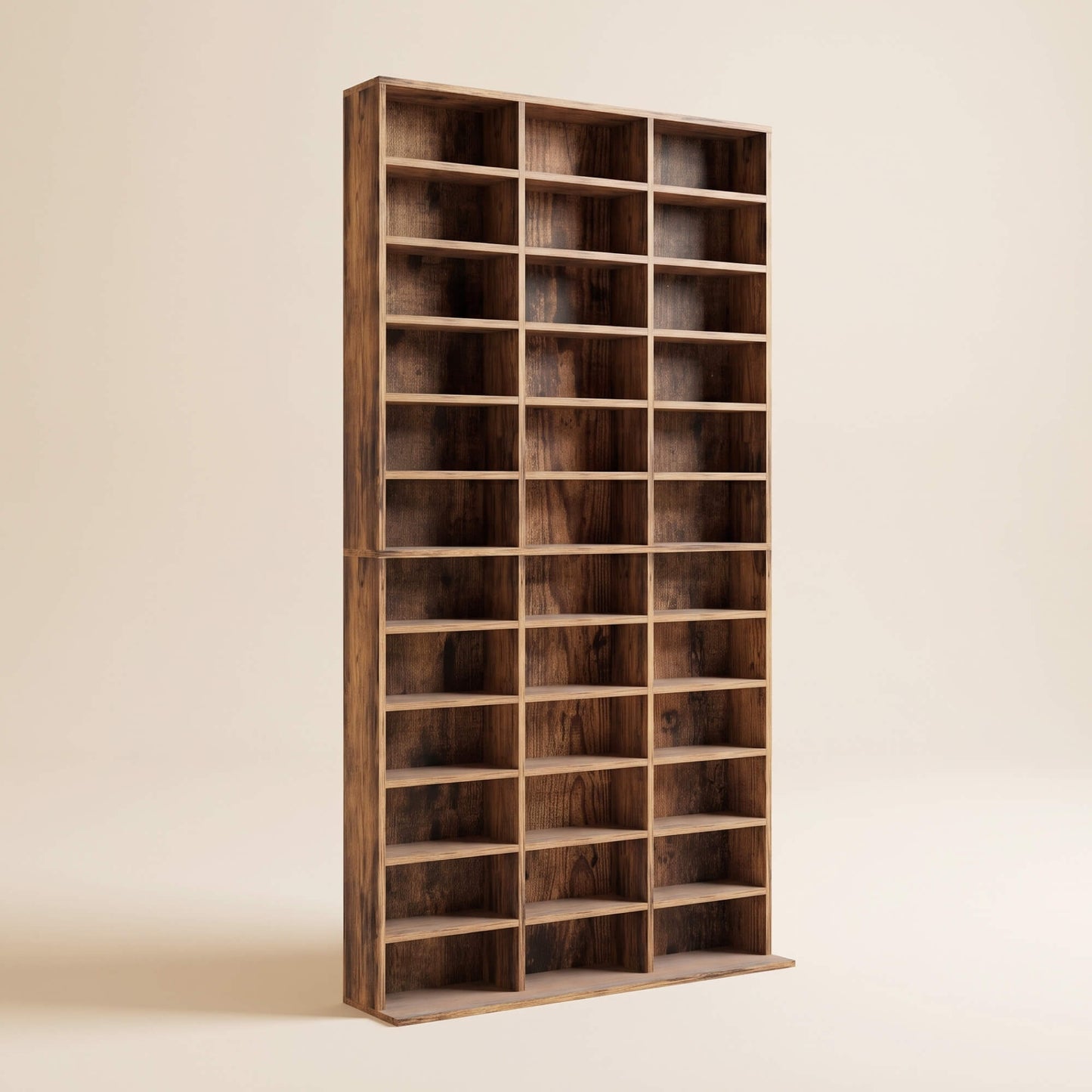 1116 CD/ 528 DVD Storage Unit, Media Storage Shelf, Wooden Display Unit with Adjustable Shelves, 102 x 195 cm, Rustic Brown