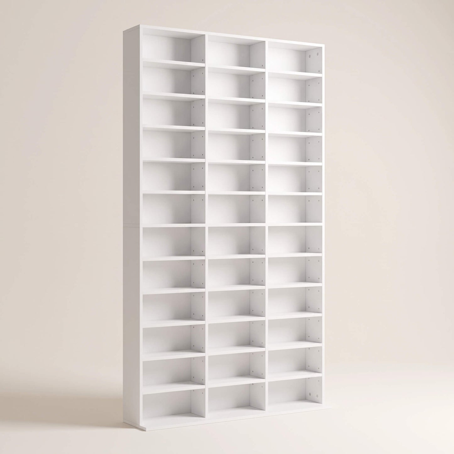 1116 CD/ 528 DVD Storage Unit, Media Storage Shelf, Wooden Display Unit with Adjustable Shelves, 102 x 195 cm, White