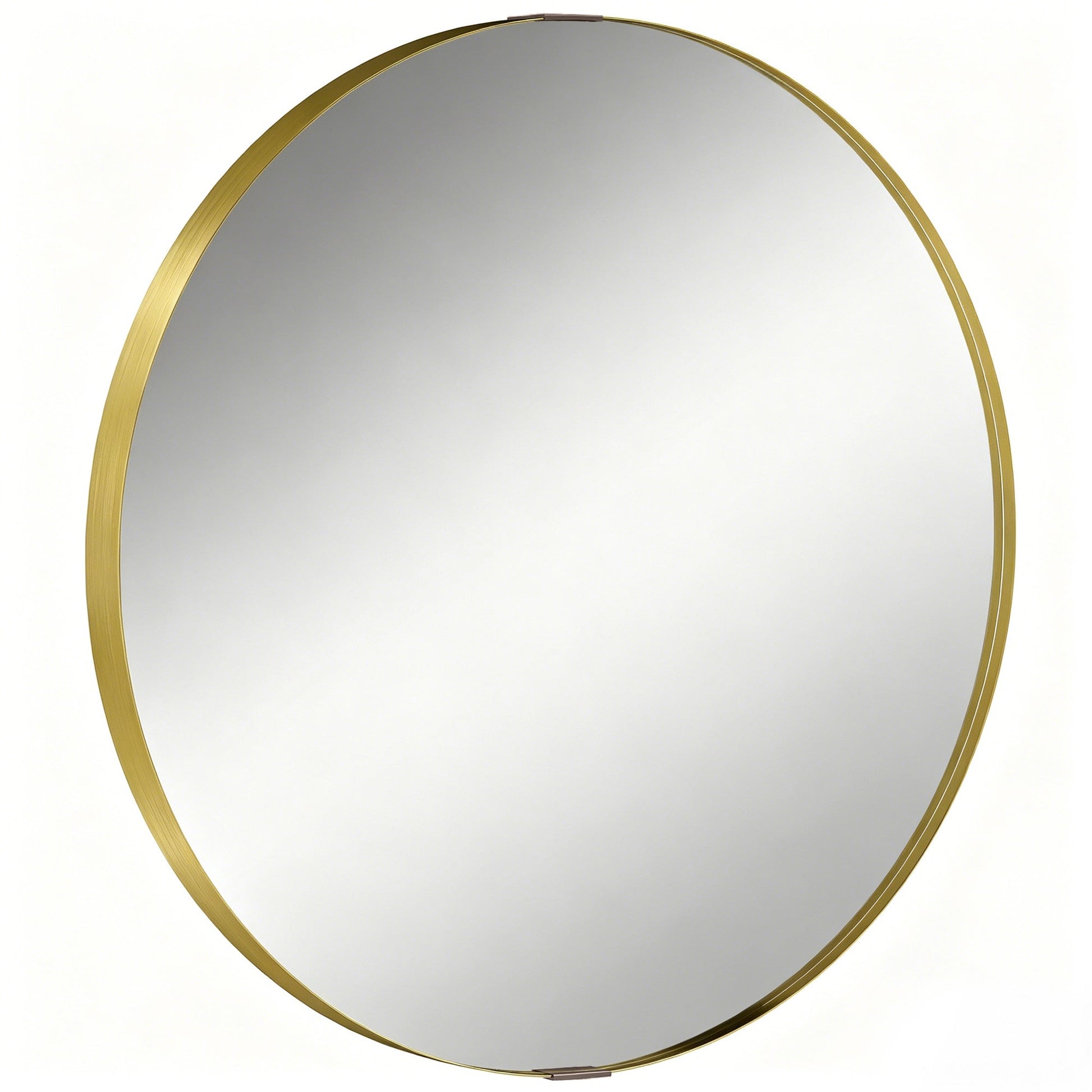 Round Wall Mirror 61 cm, Wall Mounted Bathroom Mirror with Tempered Safety Glass and Aluminium Alloy Frame for Living Room, Bedroom, Entryway, Home, Gold Tone