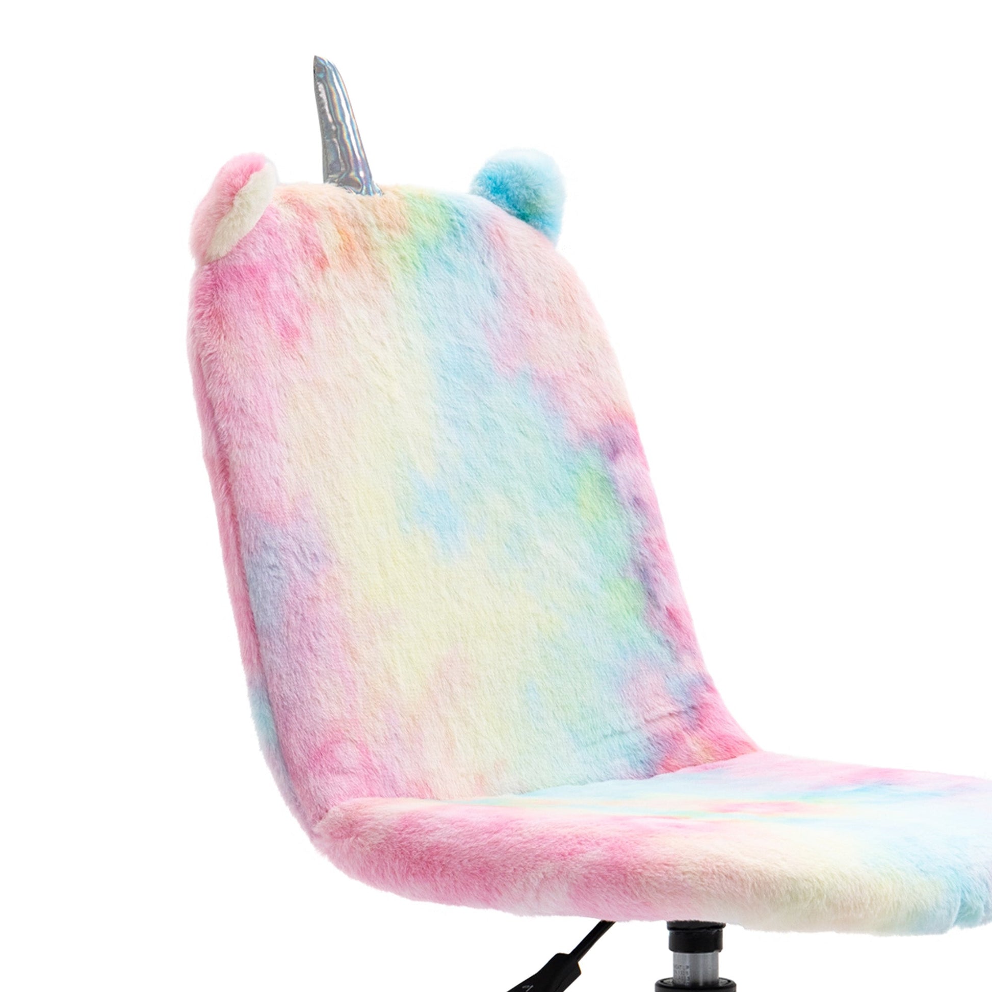 Vinsetto Fluffy Unicorn Office Chair with Mid-Back and Swivel Wheel, Cute Desk Chair, Rainbow Multi-Colored