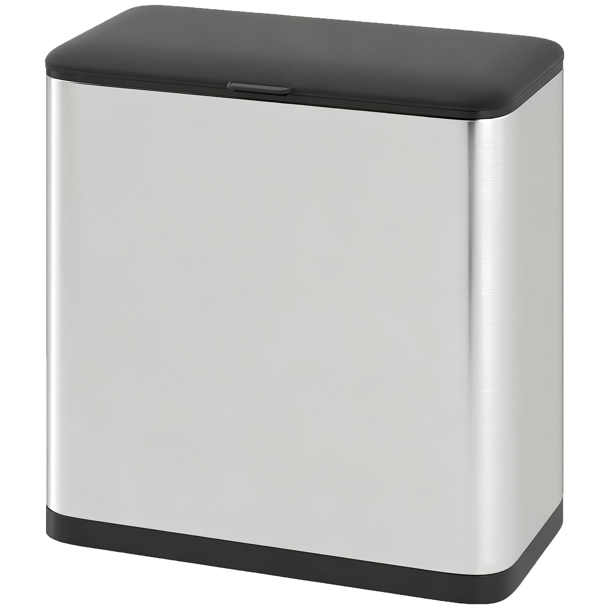 8L Hanging Kitchen Bin, Stainless Steel Rubbish bin with Press-to-Open and Stay-Open Lid, Removable Inner Bucket for Kitchen Cabinet Door, Under Sink, Bedroom, Office, Silver Tone