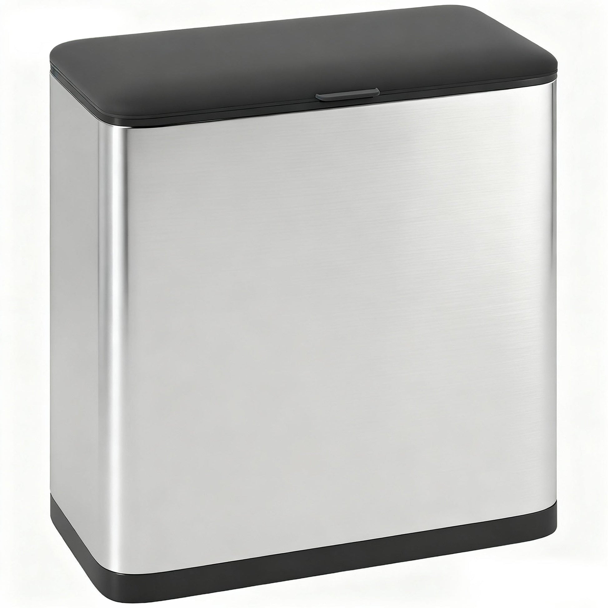 8L Hanging Kitchen Bin, Stainless Steel Rubbish bin with Press-to-Open and Stay-Open Lid, Removable Inner Bucket for Kitchen Cabinet Door, Under Sink, Bedroom, Office, Silver Tone