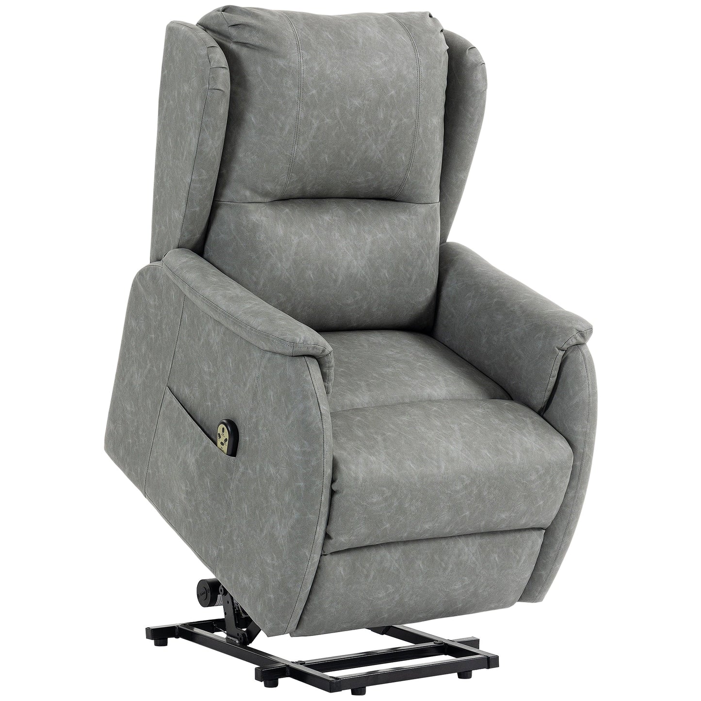 Dual Motor Power Lift Recliner Chair, Electric Lift Chair for Elderly, Faux Leather Riser and Reclining Armchair with Remote Control, Side Pockets, for Living Room, Grey