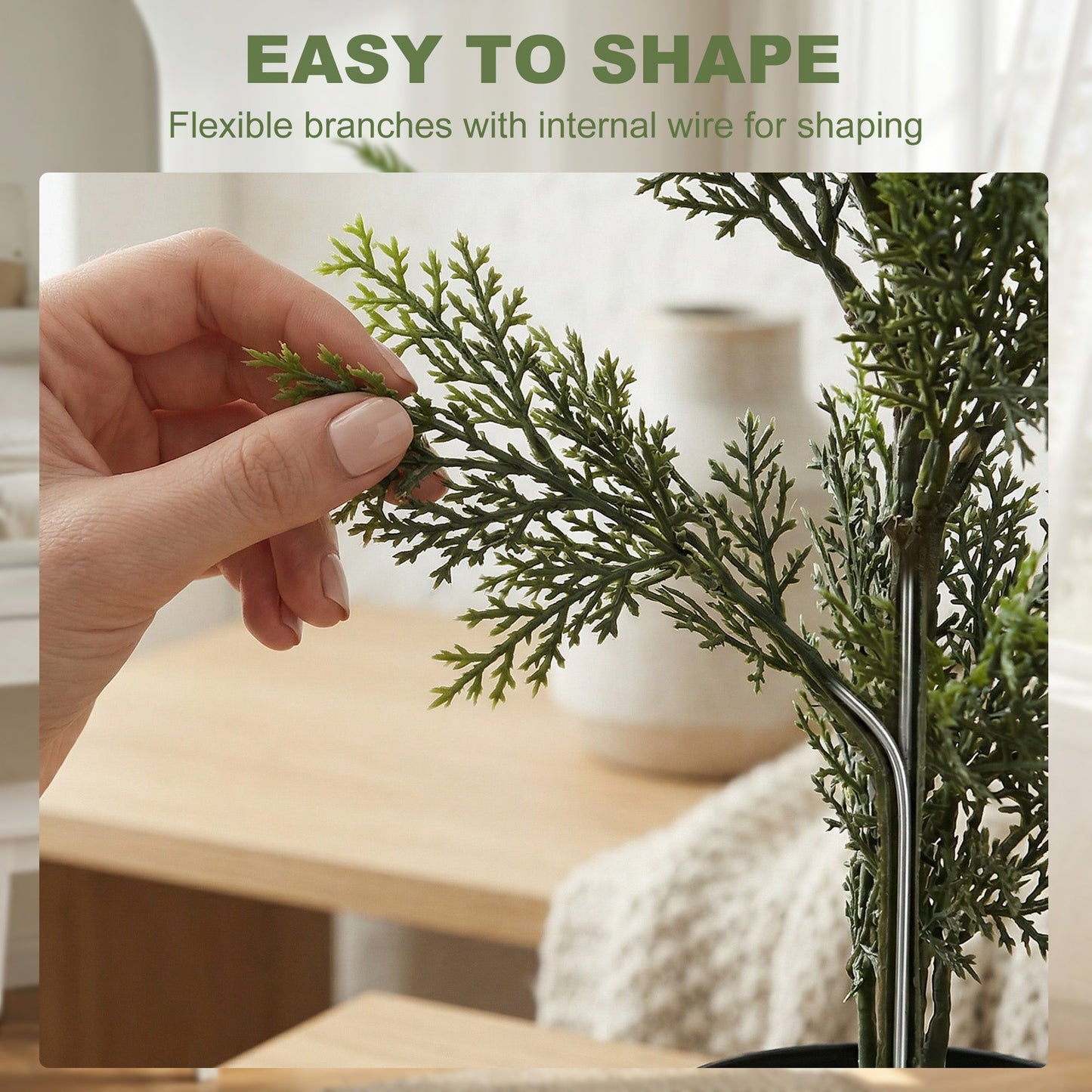 Set of 2 Decorative Artificial Plants Cypress in Weighted Pot, 90cm Tall Fake Plant with 564 Leaves for Home Indoor Outdoor Decor