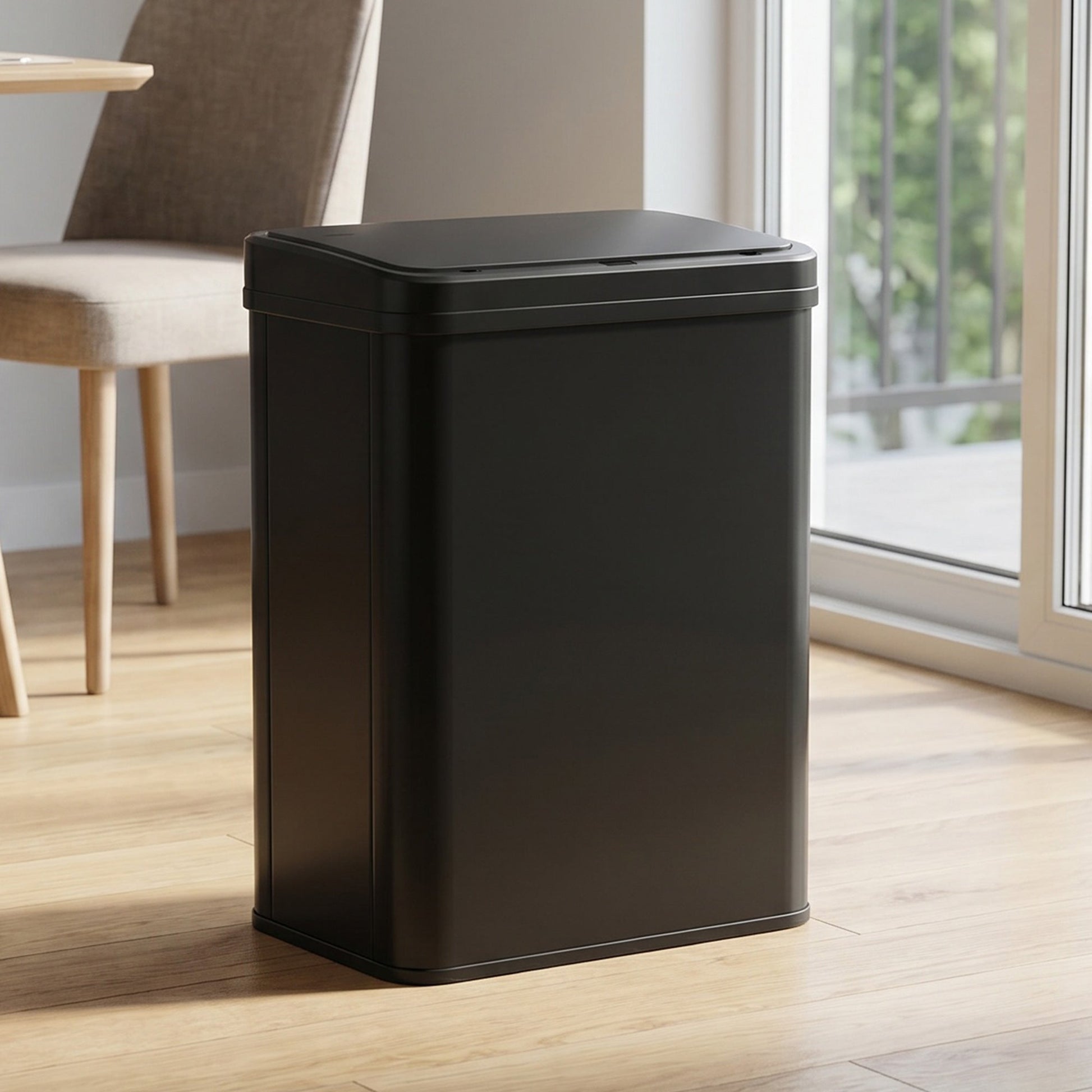 40L Sensor Bin with Quiet Soft-Close Lid, Automatic Touchless Motion Sensor Kitchen Bin with Fingerprint Resistant Stainless Steel for Hygienic Gyms, Home Office Use, Black
